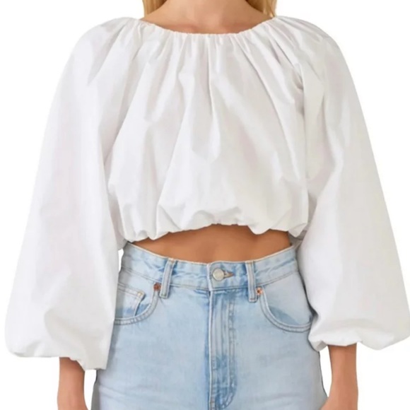 ANTHROPOLOGIE MAEVE Long Sleeve Blouson Crop Top XXS Pretty Feminine Romantic - Picture 9 of 9